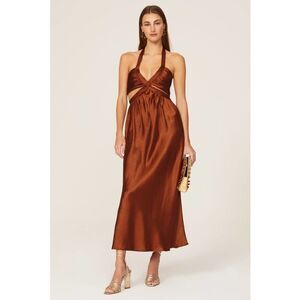 Line + Dot Emma Cut Out Midi Dress Bronze Size XS